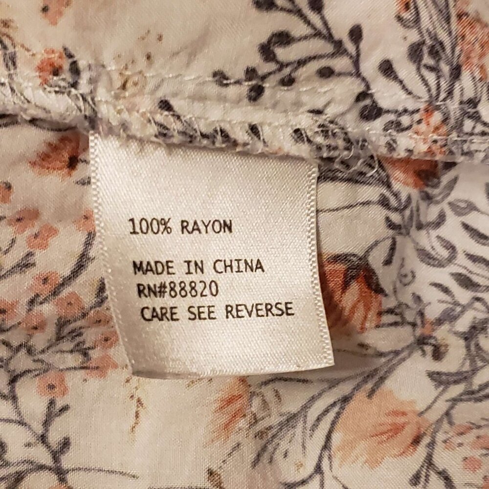 Marina Luna Womens Heritage Cottage Floral Print 100% Rayon Lightweight Blouse S - Picture 7 of 9